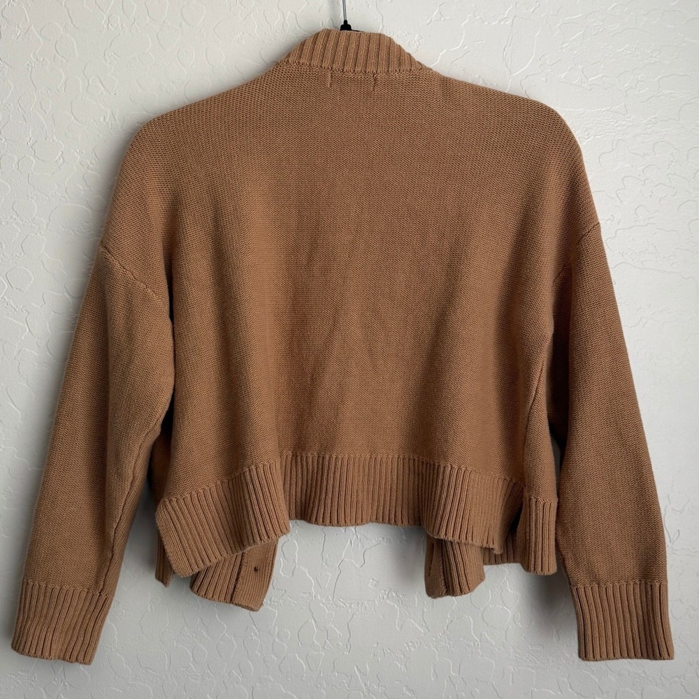 Quince Women's Organic Cotton Cropped Cardigan Camel Brown Small - Picture 3 of 10